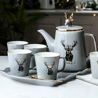 Modern Deer Print Tea Set