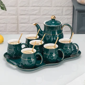 Gold-like Trim Modern Tea Set