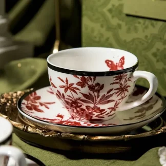 Romantic Red Floral Tea Set